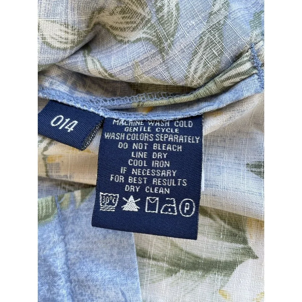 Bermuda Bay Men's Hawaiian Shirt Short sleeves 100% Silk Size Large Blue Floral